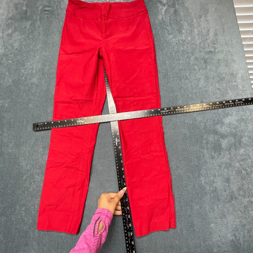 Tribal Ankle Pants Womens 6 Red Flat Front Tapered Leg Elastic Waist Mid Rise - Picture 7 of 15